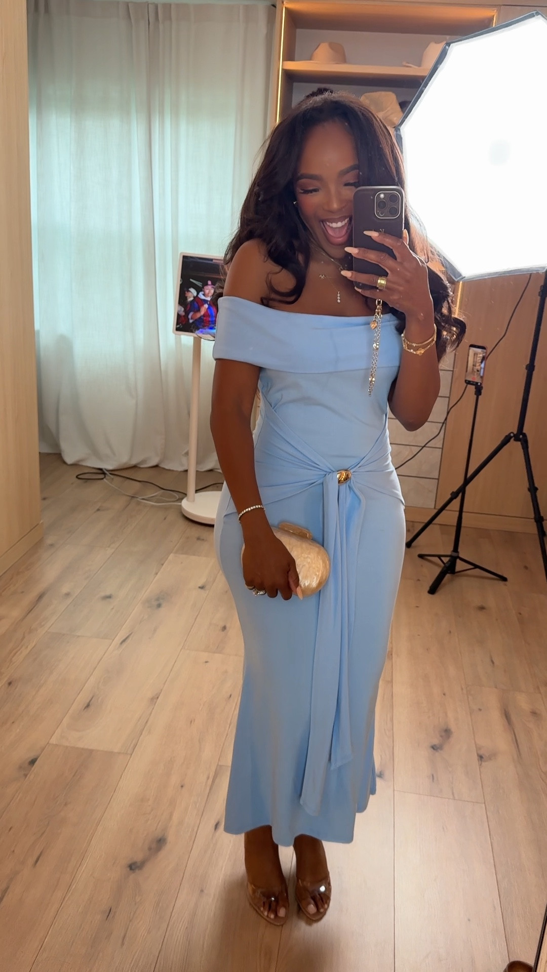 Scroll to shop this elegant soft blue moment 💙

This off-the-shoulder dress is effortlessly flattering with a timeless silhouette that hugs in all the right places. Easy to elevate with heels and a clutch or keep minimal for a more understated look—definitely a piece you’ll rewear, lowering your cost per wear over time.

Perfect for weddings, date nights, brunch, and special occasions.

📏 Measurements: 5’4”, 140 lbs, 34D bust, 27” waist, 40” hips

Follow me on Instagram and YouTube @kirasfashionfinds

#LTKvlog #LTKMothersDay #LTKootd