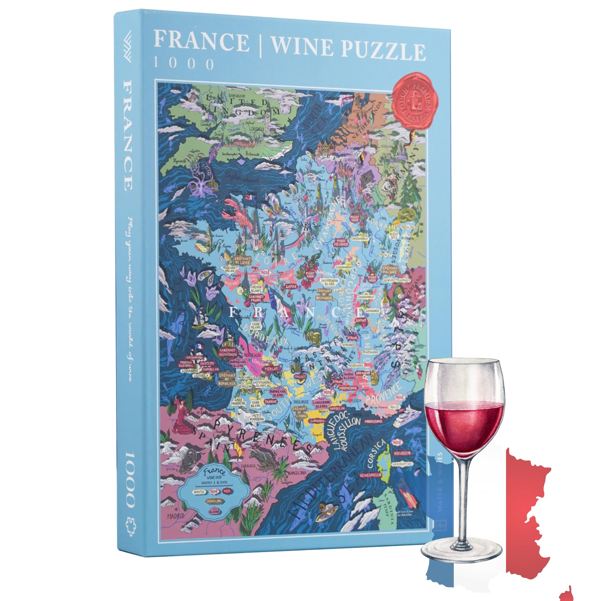 France Wine Puzzle - 1000 Piece Jigsaw Puzzle for Adults - Beautiful Hand-Drawn Motif of French W... | Amazon (US)
