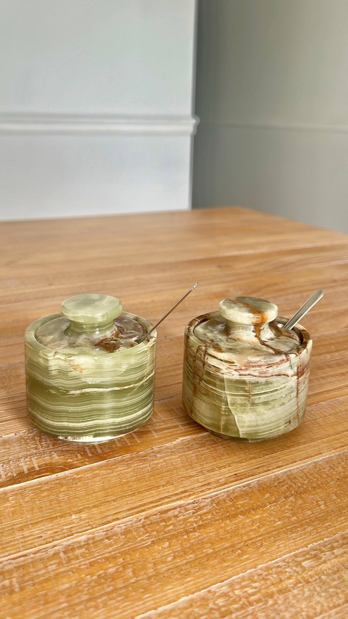 just got these green onyx marble salt cellars to hold flaky salt!💚🧂 obsessed with them

#LTKHome #LTKFindsUnder100