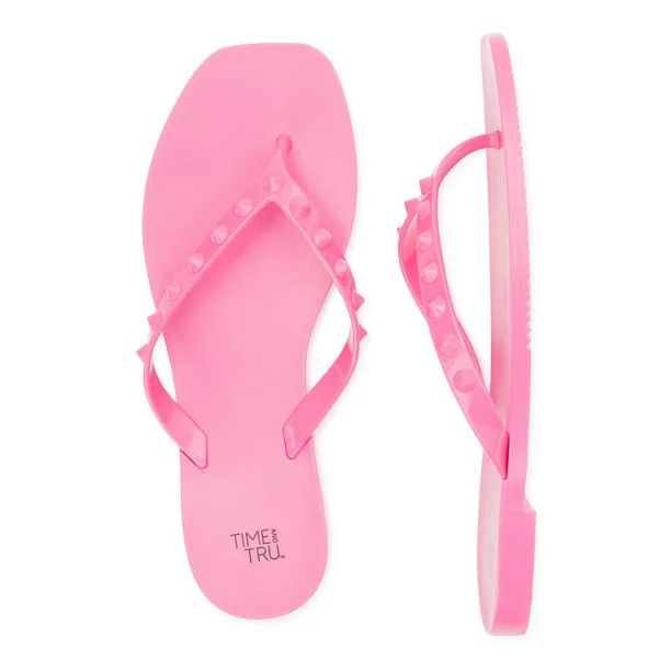 Time and Tru Women's Studded Jelly Flip Flop Sandals | Walmart (US)