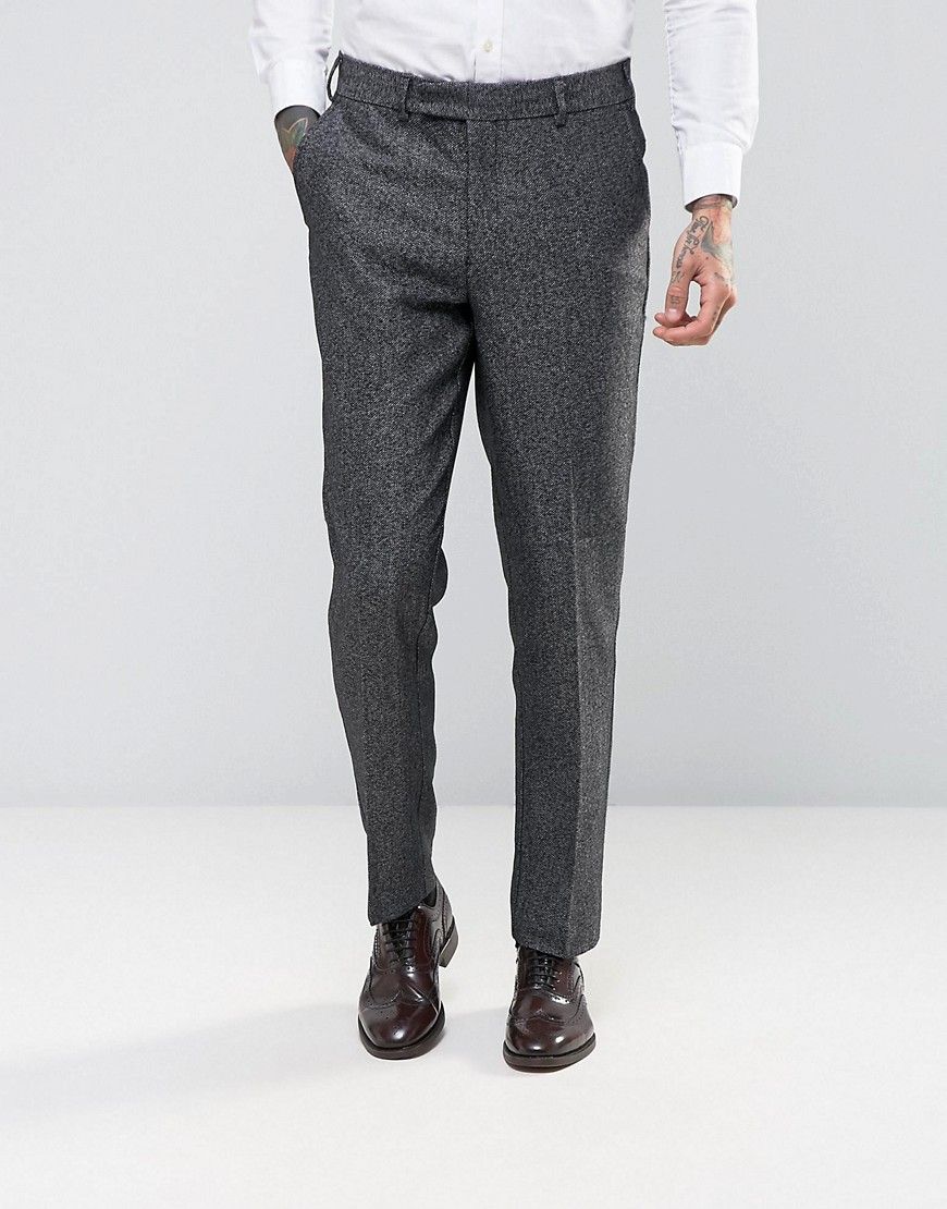ASOS WEDDING Slim Smart Pants In Tweed - Gray | ASOS US