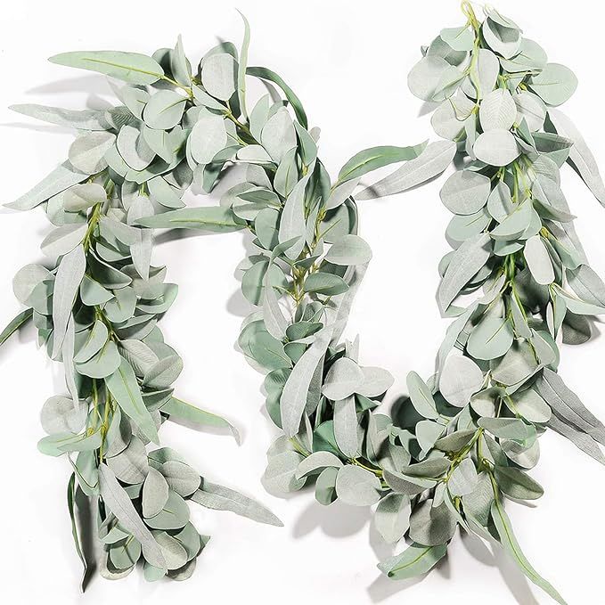 Miracliy Eucalyptus Garland, 6.2ft Artificial Lambs Ear Greenery Vine with Willow Leaves for Wedd... | Amazon (US)