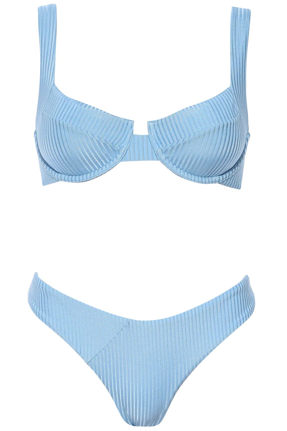 Laguna Bikini Baby Blue Ribbed Set | VETCHY