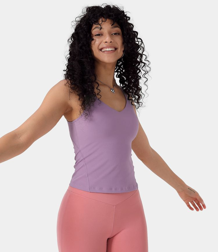 Women’s Softlyzero™ Plush Padded V Neck Plain Tank Top - Halara | HALARA