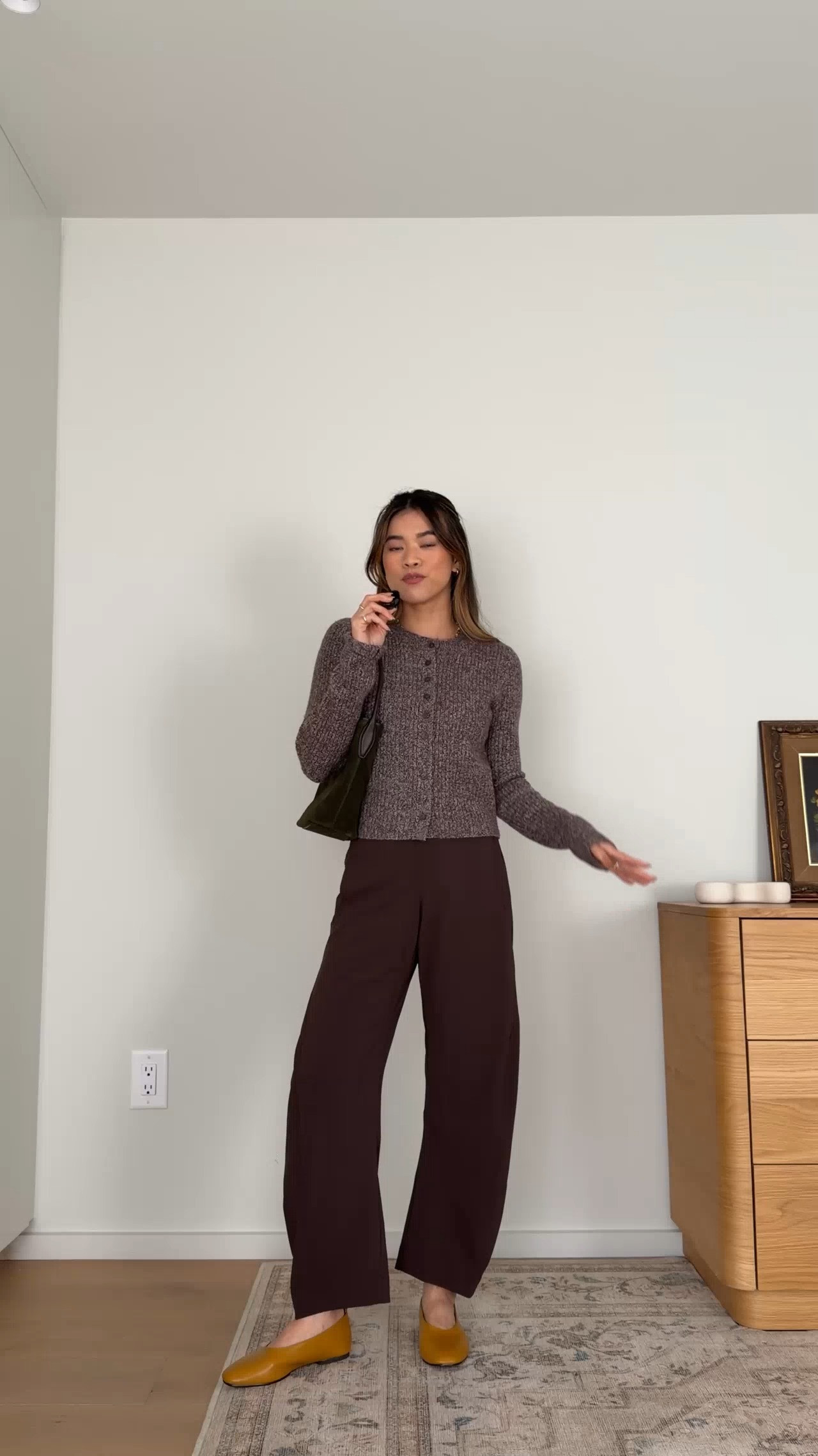 Fall outfit inspo! I’m wearing the regular length in the @Ruti pants.

Sizing info: 
-Abercrombie Merino Wool-Blend Shrunken Crew Cardigan (Size XS in Brown) 
-Ruti The On The Loose Work Pants (Size 0 regular in Coffee) 

brown pants, petite pants, brown petite pants, fall pants, summer pants, barrel pants, summer outfit, fall outfit, vacation outfit, travel outfit, best petite pants, petite barrel pants, comfy pants, viral barrel pants, fall outfit, petite fall outfit

#LTKootd #LTKSeasonal #LTKPetite