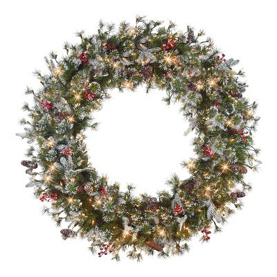 Puleo 48" Pre-lit Decorated Artificial Christmas Wreath with Clear Lights | Target