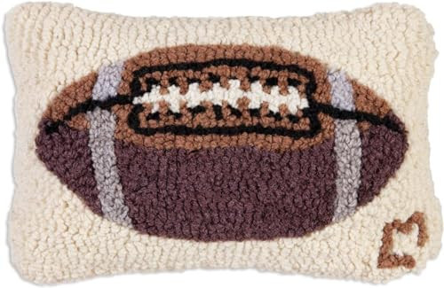 Chandler 4 Corners Artist-Designed Football Hand-Hooked Wool Decorative Throw Pillow (8 in x 12 in) Football Pillow for Couches & Beds - Easy Care & Low Maintenance Rugby Pillow - Great Gift for Dad | Amazon (US)