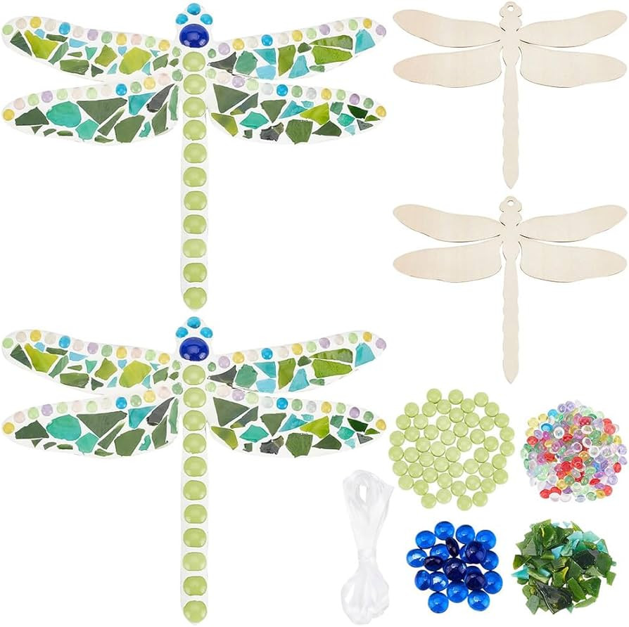 WEBEEDY Make 2 Dragonfly Glass Mosaic Kit - Creativity DIY Mosaic Kit for Adults - Include Glass ... | Amazon (US)