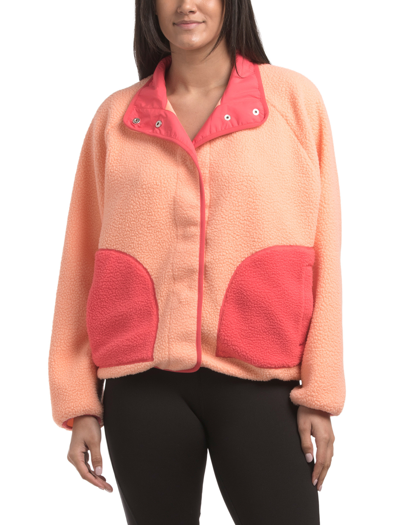 Snap Front Printed Berber Jacket | TJ Maxx