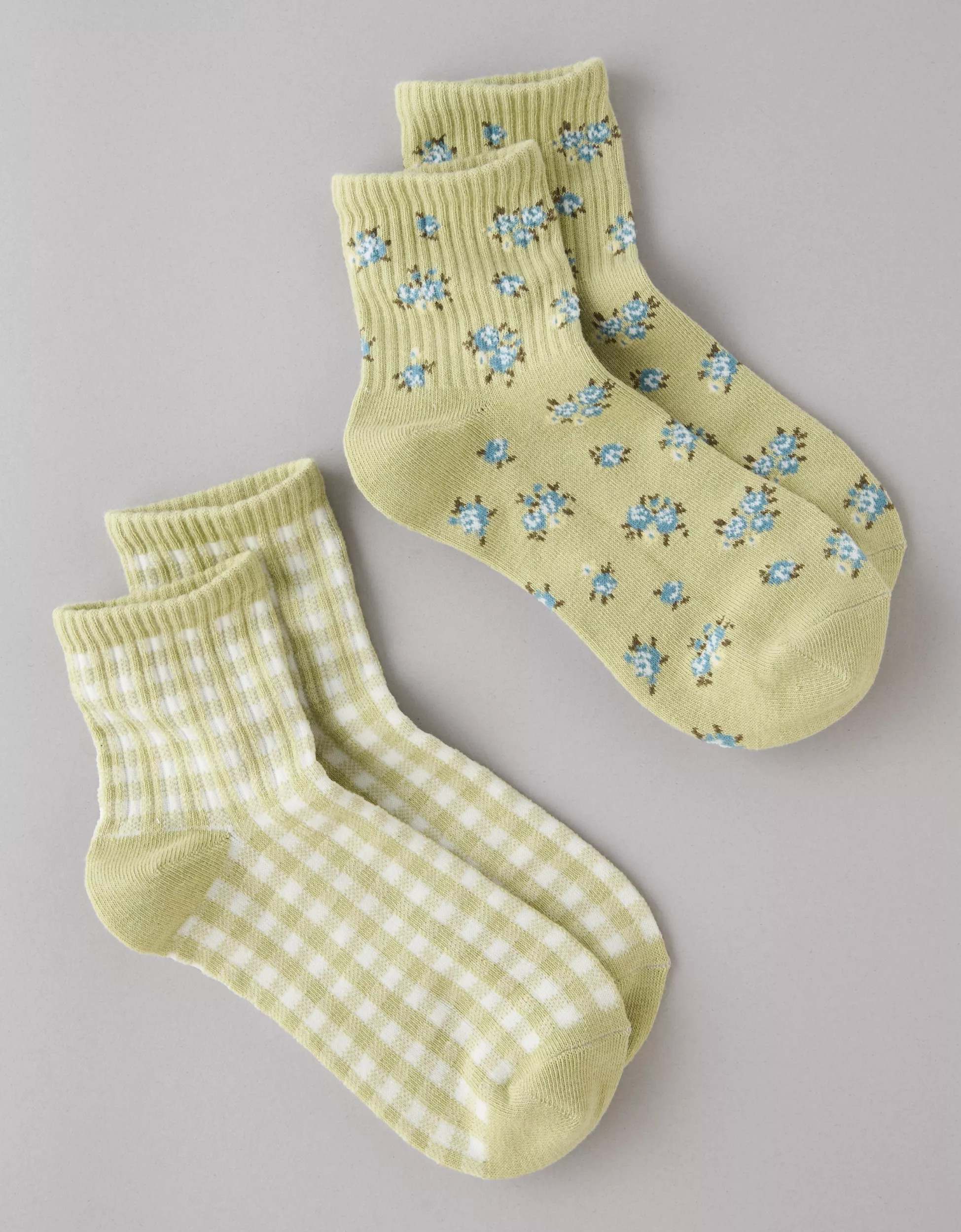 AE Rose and Gingham Boyfriend Socks 2-Pack | American Eagle Outfitters (US & CA)