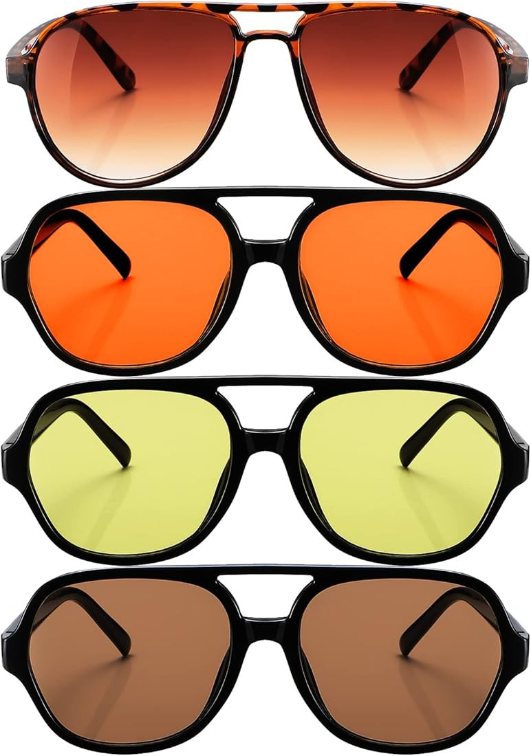 Frienda 4 Pairs Retro Sunglasses Vintage Large Frame Sunglasses 70s Unisex Glasses for Women Men ... | Amazon (US)