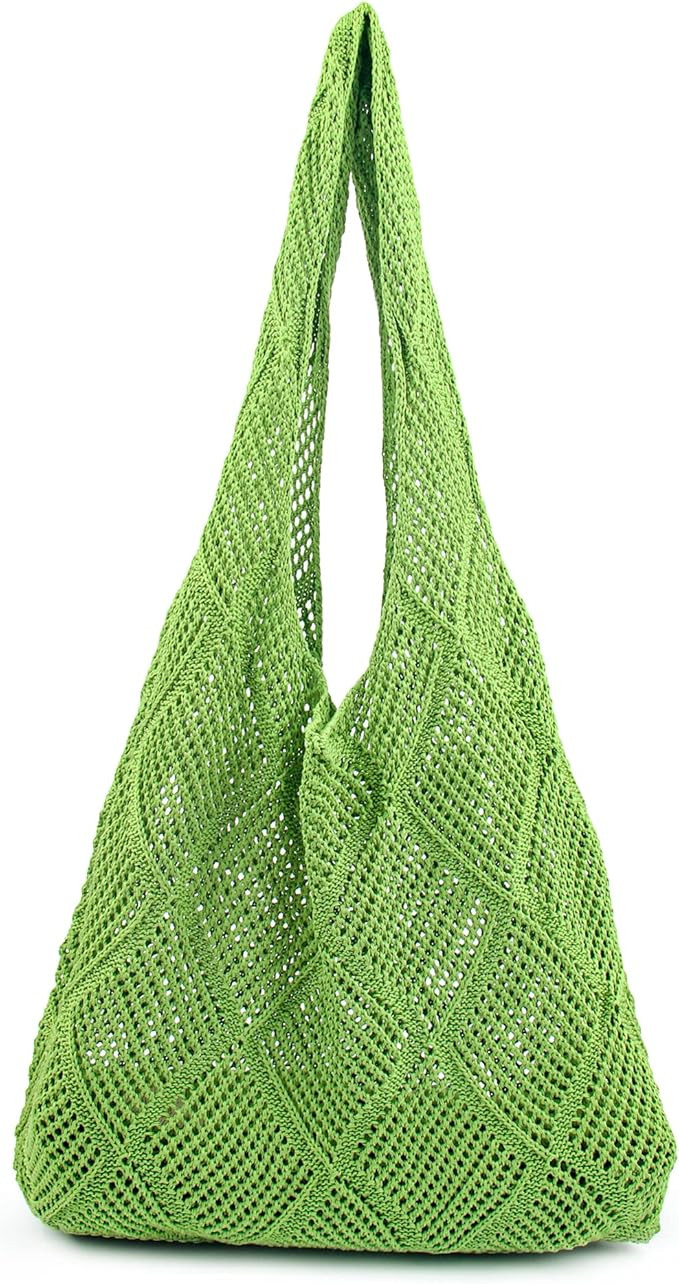 Crochet Mesh Beach Tote Shoulder Handbags Hobo Summer Aesthetic Women's Bag | Amazon (US)