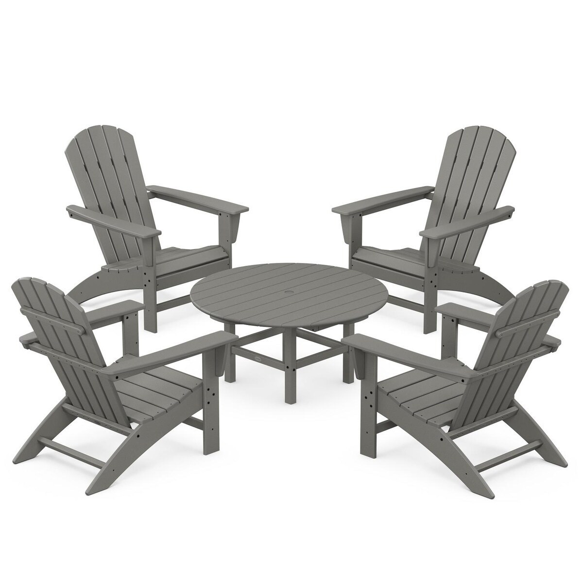 POLYWOOD Nautical 5 Pc Recycled Plastic Seating Set in Slate Gray by - PWS705-1-GY | BBQ Guys