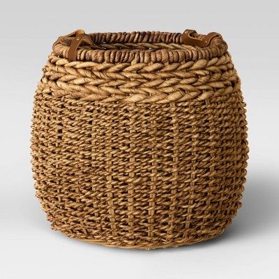 14&#34; x 16&#34; Harvest Braided Banana Basket with Leather Handles - Threshold&#8482; | Target