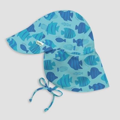 green sprouts Toddler Boys' Fish Print Floppy Swim Hat - Blue | Target