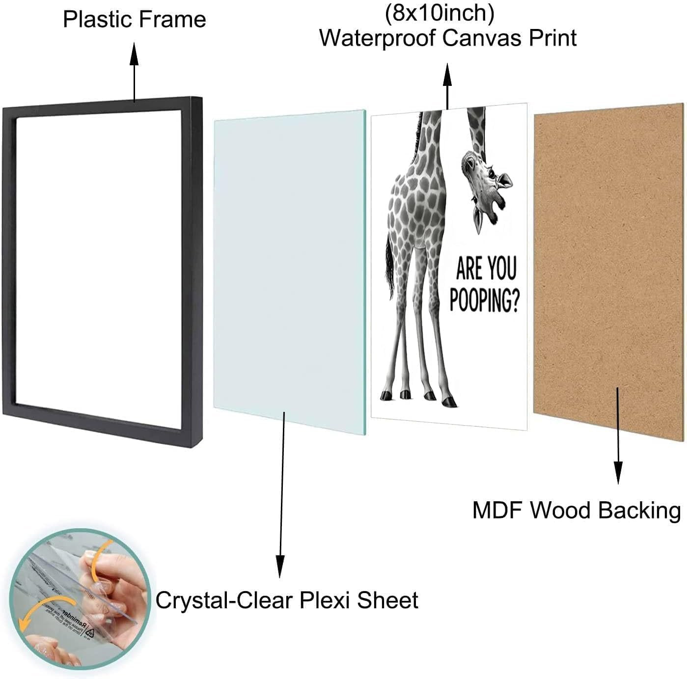 Funny Giraffe “Are You Pooping?” Bathroom Wall Art – 8×10″ Black & White Framed Print ... | Amazon (US)