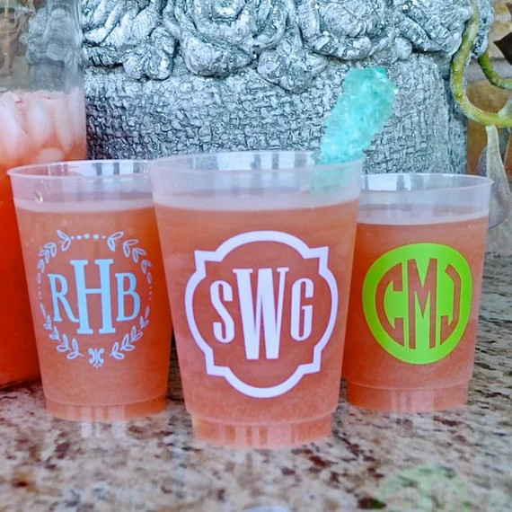 Monogrammed Shatterproof Party Cups Personalized Frost Flex | Etsy | Etsy (US)