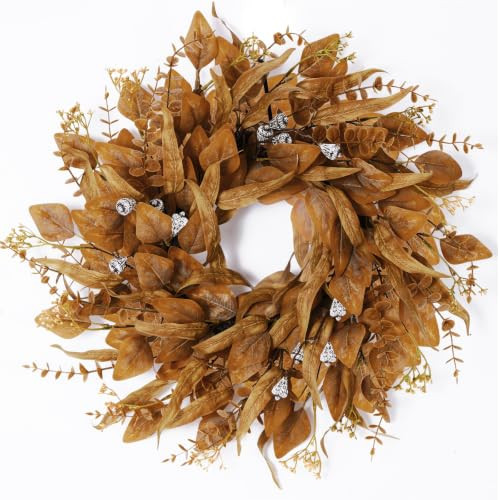 20 Inch Fall Wreath for Front Door, Artificial Eucalyptus Porch Decor | Amazon (US)