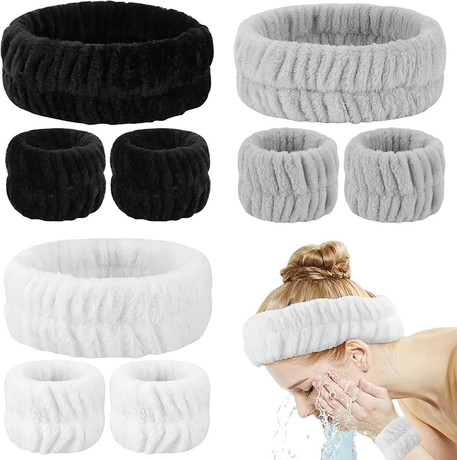 YARIEW 9Pcs Spa Headband and Wrist Washband Set,3 Pieces Makeup Facial Face Wash Headband Head Ba... | Amazon (US)