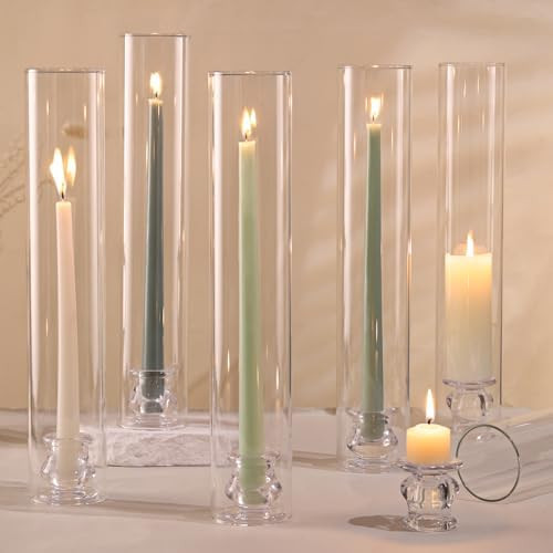 Volens Hurricane Glass Candle Holders - Set of 6 Candlestick Holders for Taper Candles with Windp... | Amazon (US)