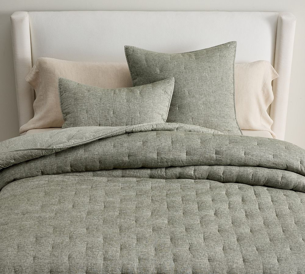 Belgian Flax Linen Tufted Quilt | Pottery Barn (US)