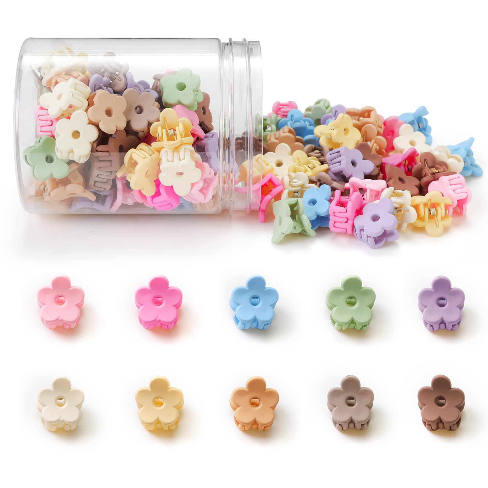 Small Flower Hair Clips 100PCS, Mini Hair Clips Baby Claw Clips Cute Jaw Clips Hair Pins Hair Bar... | Amazon (US)