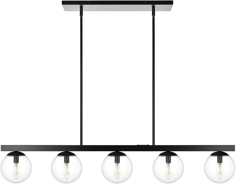 Linea di Liara Caserti Globe Linear Pendant - Black Mid Century Modern Farmhouse Chandelier - 45 ... | Amazon (US)