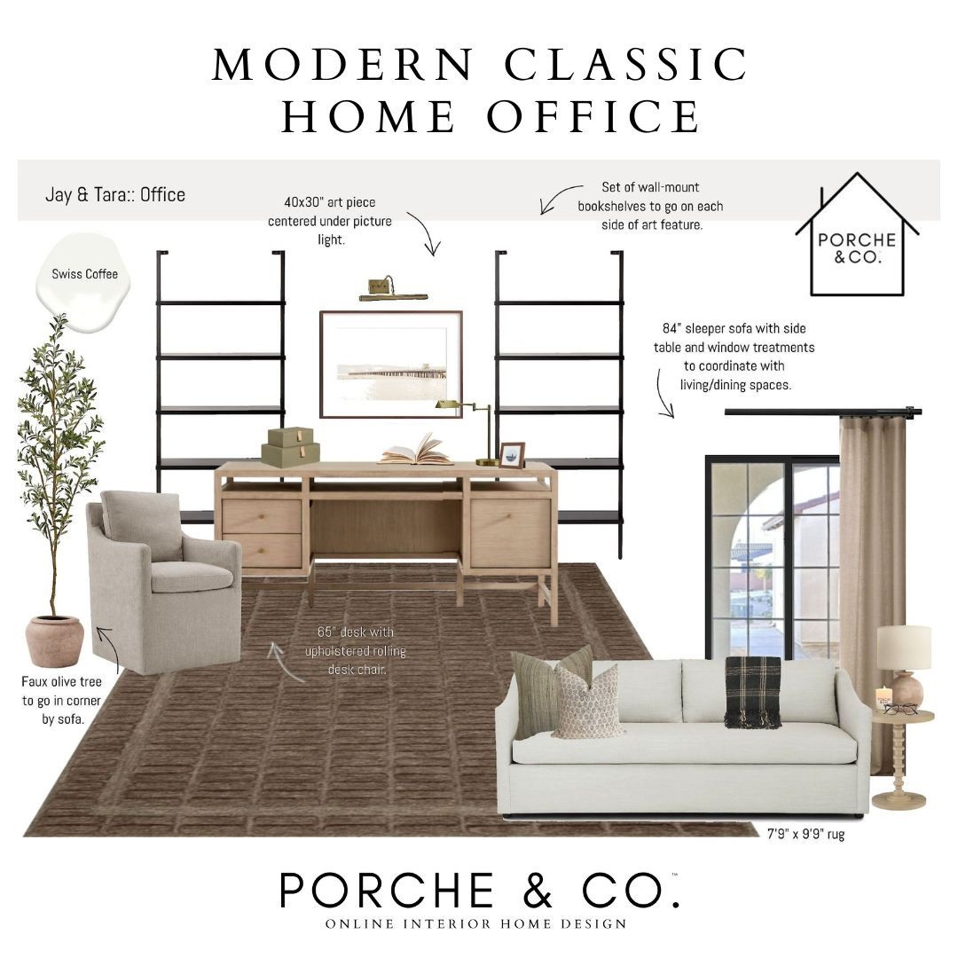 Moody, warm, & effortlessly classic ✨ This home office blends rich tones, natural light, and timeless details — the perfect spot to get creative and stay inspired. #porcheandco #homeoffice 

#LTKHome #LTKStyleTip