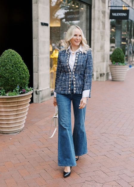 Where are all my working ladies! Here’s a Work Outfit for casual Friday!
Office Style, Office chic, 
Workwear Fashion, blue tweed blazer, blue blazer, 

#LTKworkwear #LTKover40 #LTKstyletip