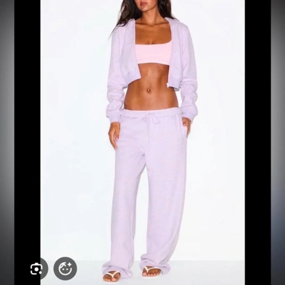 Skims Cotton Fleece Straight Leg Pants in Purple Heather | Poshmark
