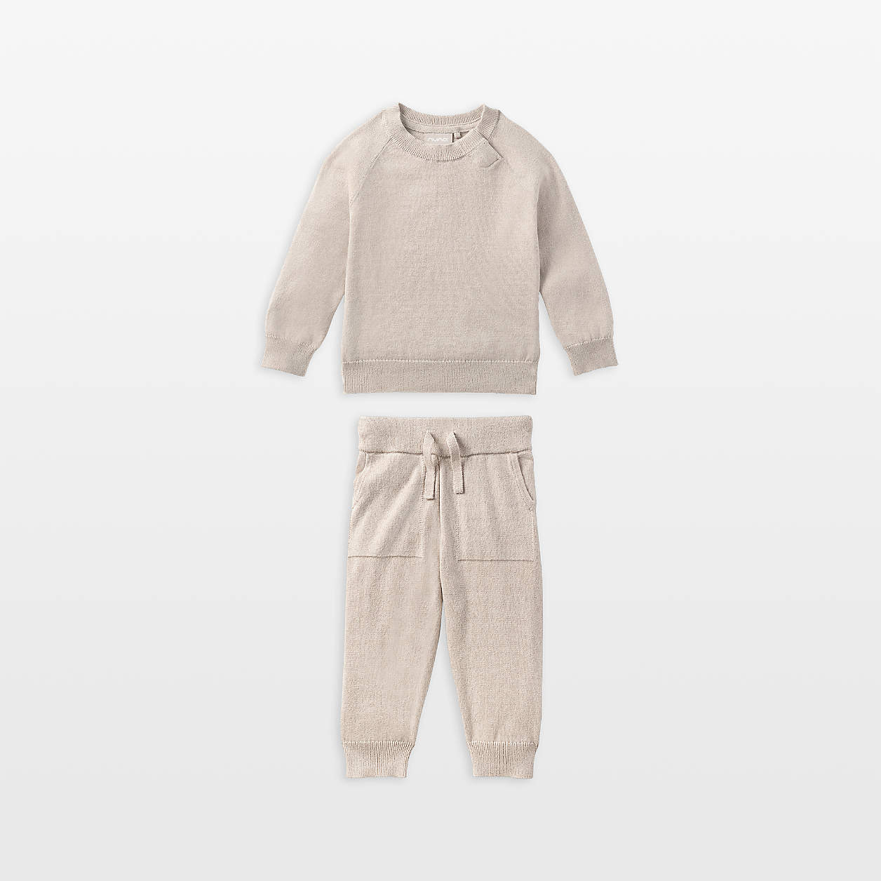 Nuna Beige NB Cotton Baby Two Piece Sweater Set | Crate & Kids | Crate & Barrel