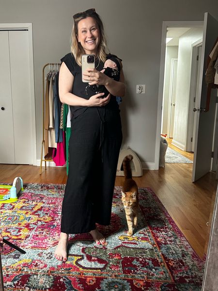 The perfect linen pants for summer and fit great for postpartum / linked my basic black tshirt, my baby girls outfit is on sale right now! #casualoutfit #summerpants 

#LTKSaleAlert #LTKBaby #LTKFindsUnder50