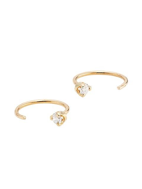 Zoë Chicco 14K Yellow Gold &amp; Diamond Open Hoop Earrings | Saks Fifth Avenue