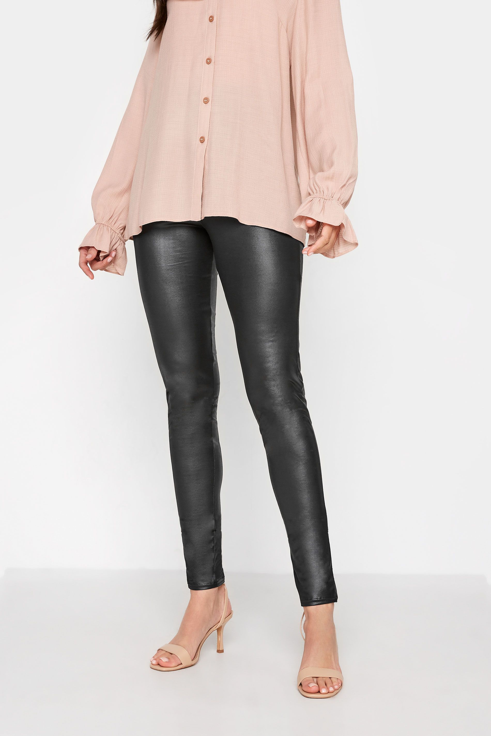 Tall Women's LTS Black Faux Leather Look Leggings | Long Tall Sally | Long Tall Sally