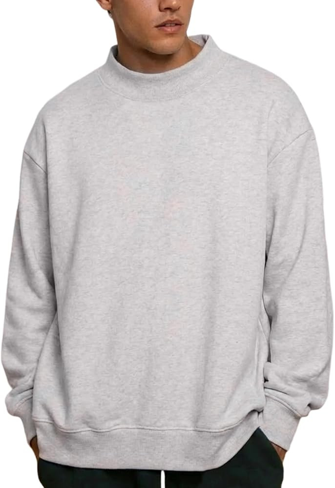 Men's Mock Neck Sweatshirt Casual Fleece Lined Pullover Long Sleeve Fall Winter Basic Loose Top | Amazon (US)