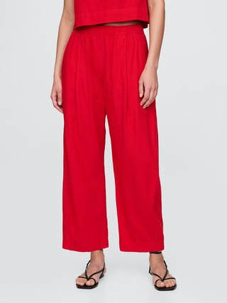 Mid Rise Linen-Blend Easy Barrel Pants | Gap (CA)