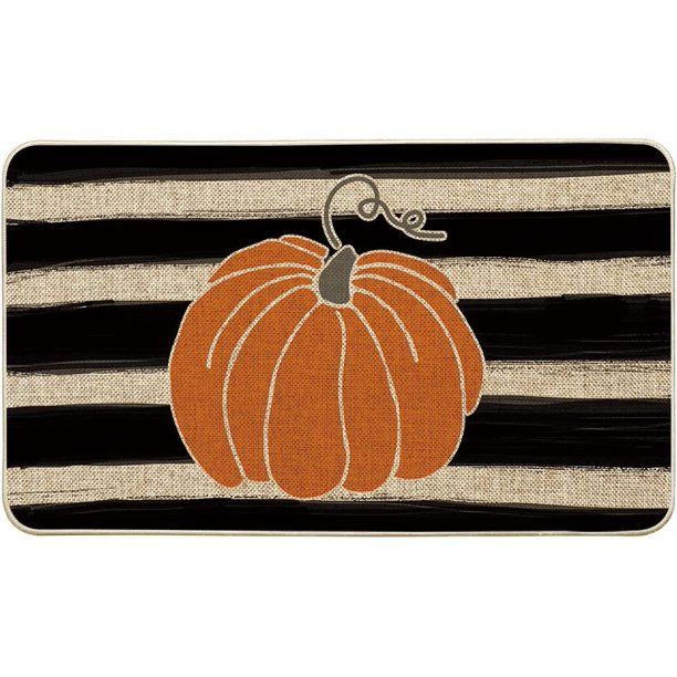Artoid Mode Fall Thanksgiving Stripe Pumpkin Decorative Doormat 17 x 29, Low-Profile Yard Floor S... | Walmart (US)