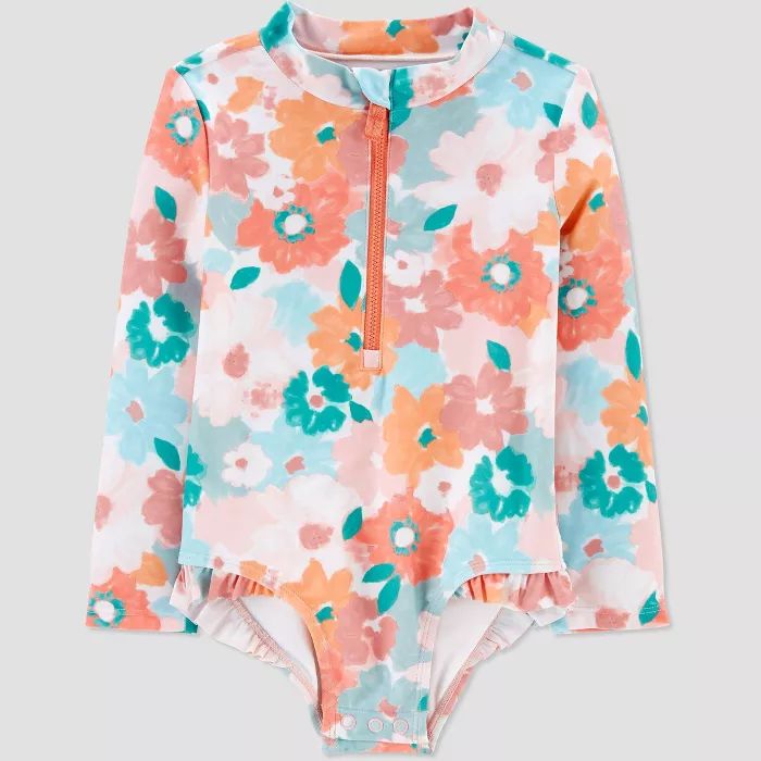 Toddler Girls' Floral Print Long Sleeve One Piece Rash Guard - Just One You® made by carter's | Target