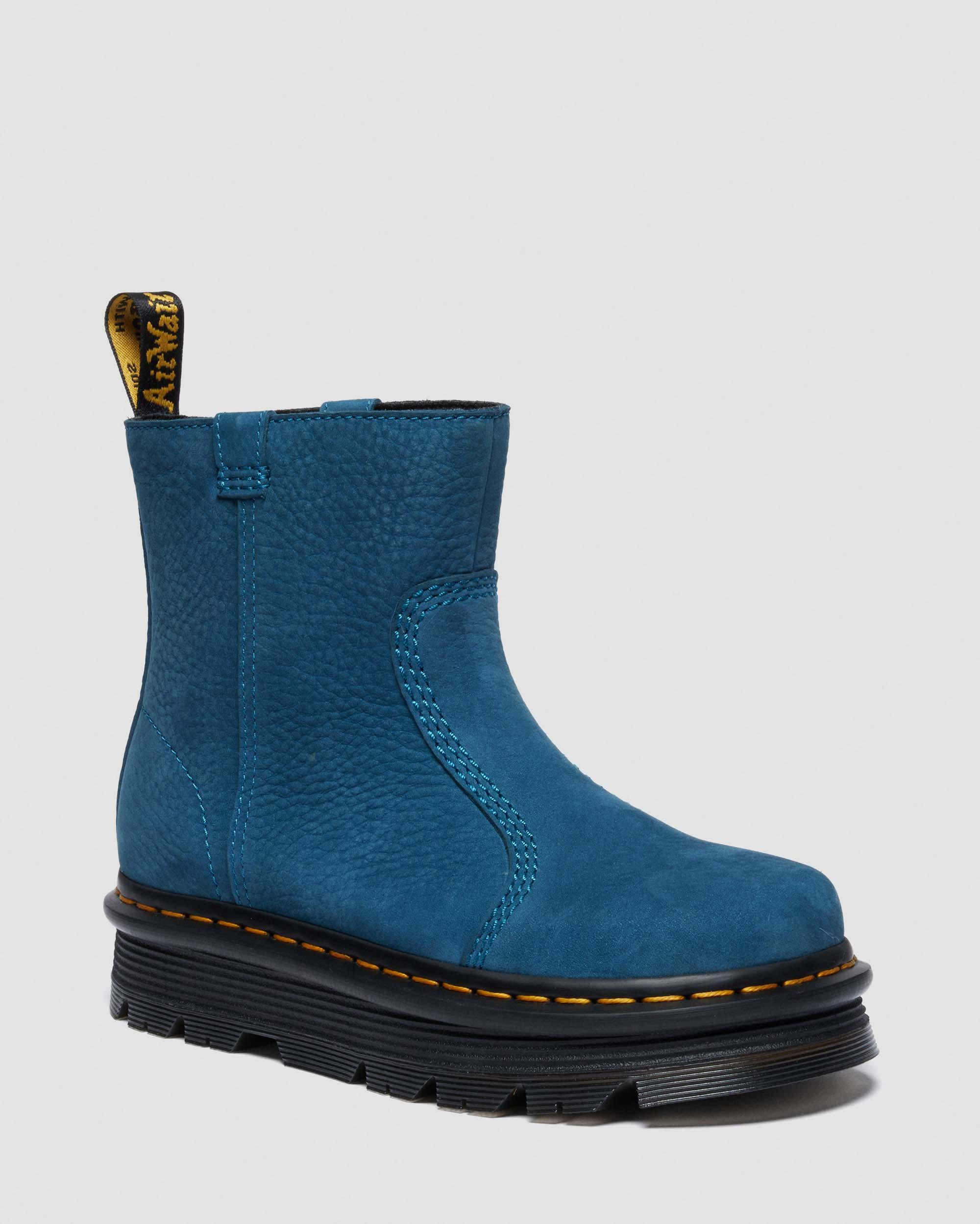 Zebzag Rigger Slip On Nubuck Boots in Neptune Blue | Dr. Martens | Dr. Martens