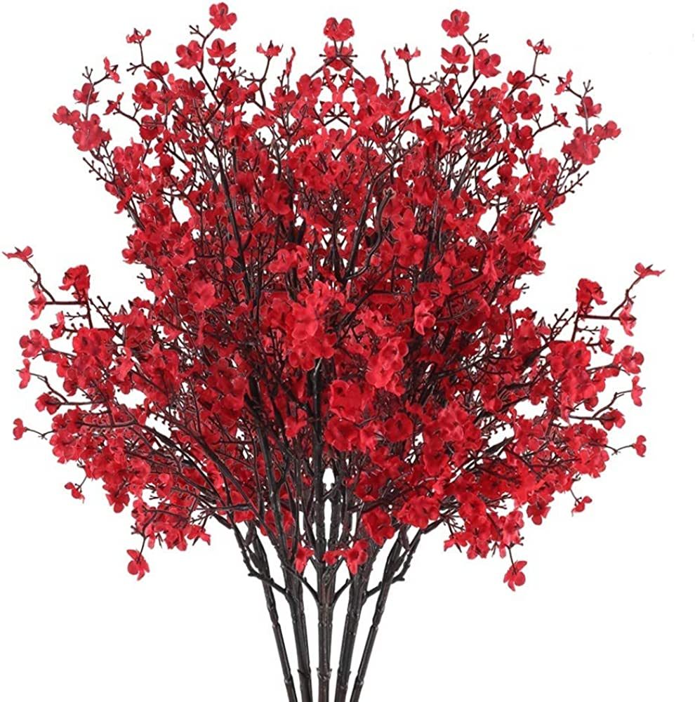 AILANDA 6 Bundles Babys Breath Artificial Flowers Red Real Touch Faux Gypsophila Bouquet Fake Sil... | Amazon (US)