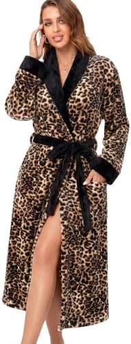 RONGTAI Womens Bathrobe Ladies Fleece Plush Warm Long Robes Fleece Nightgown Sleepwear | Amazon (US)