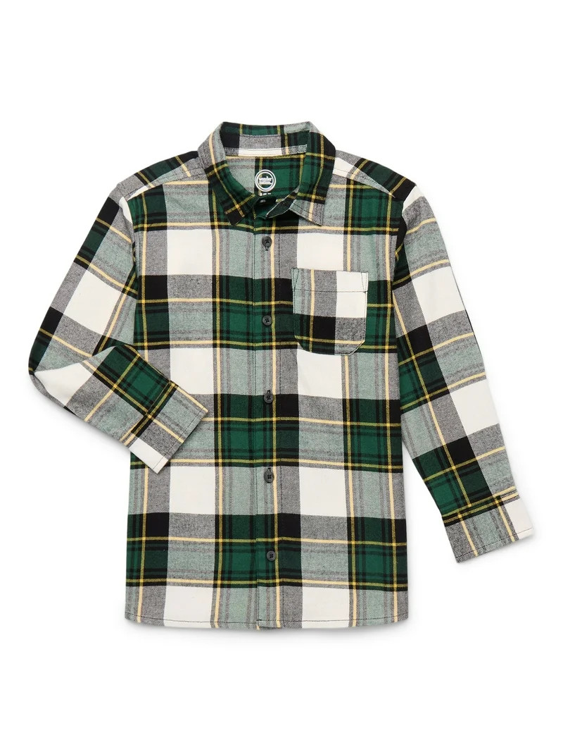 Wonder Nation Boys' Long Sleeve Flannel Shirt, Sizes 4-18 & Husky | Walmart (US)