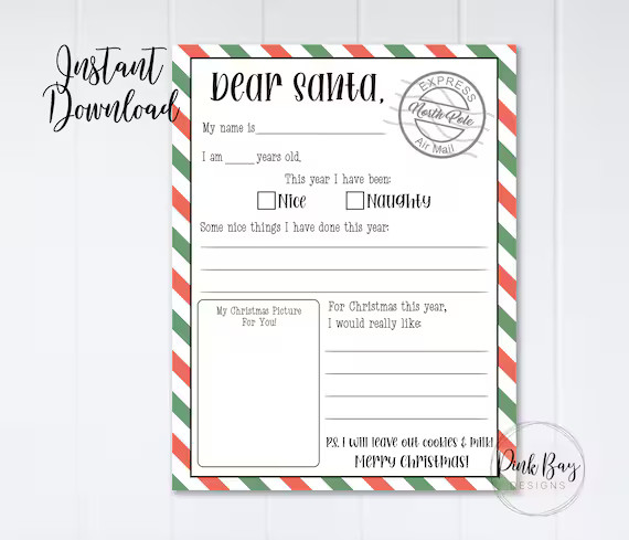 Letter to Santa Santa Letter Kids Letter to Santa Printable - Etsy | Etsy (US)