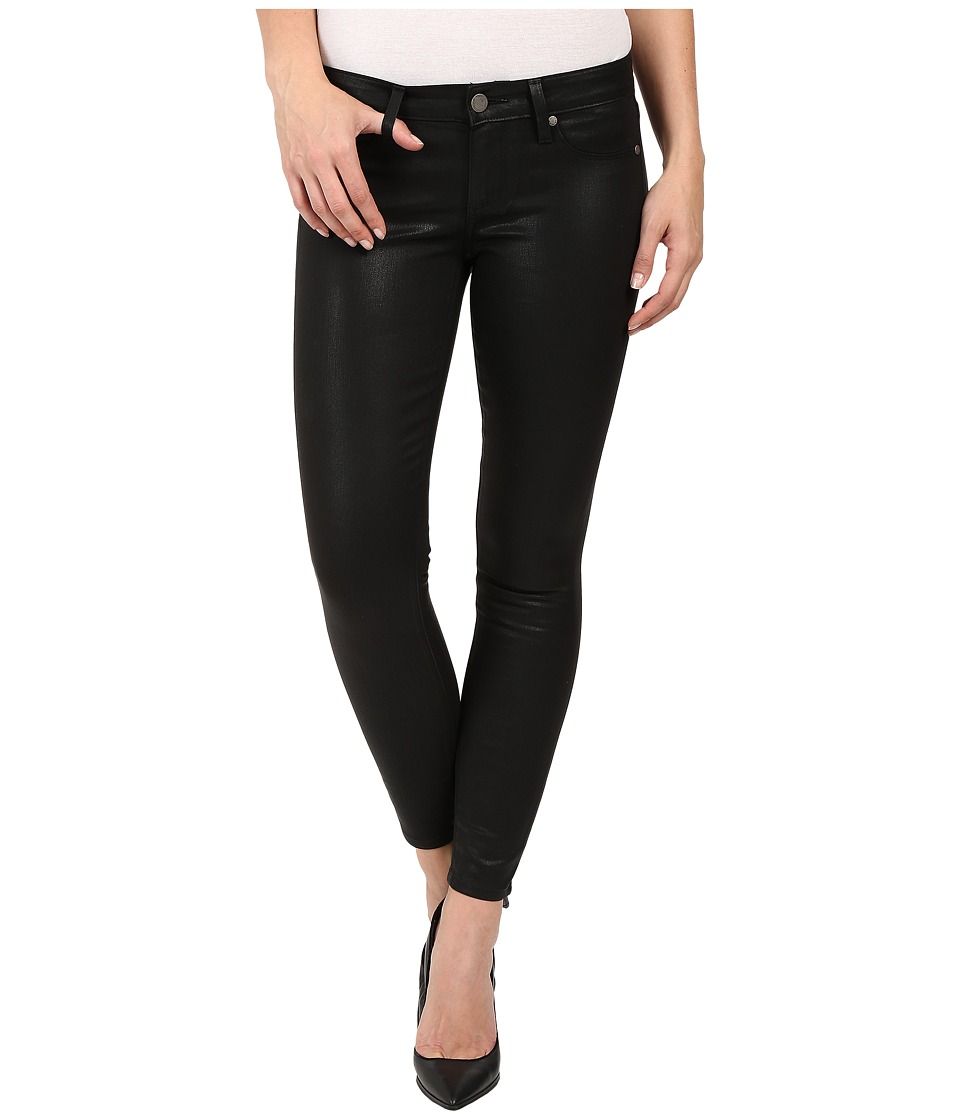 Paige Verdugo Ultra Skinny Ankle Coated in Black Silk (Black Silk) Women's Jeans | Zappos