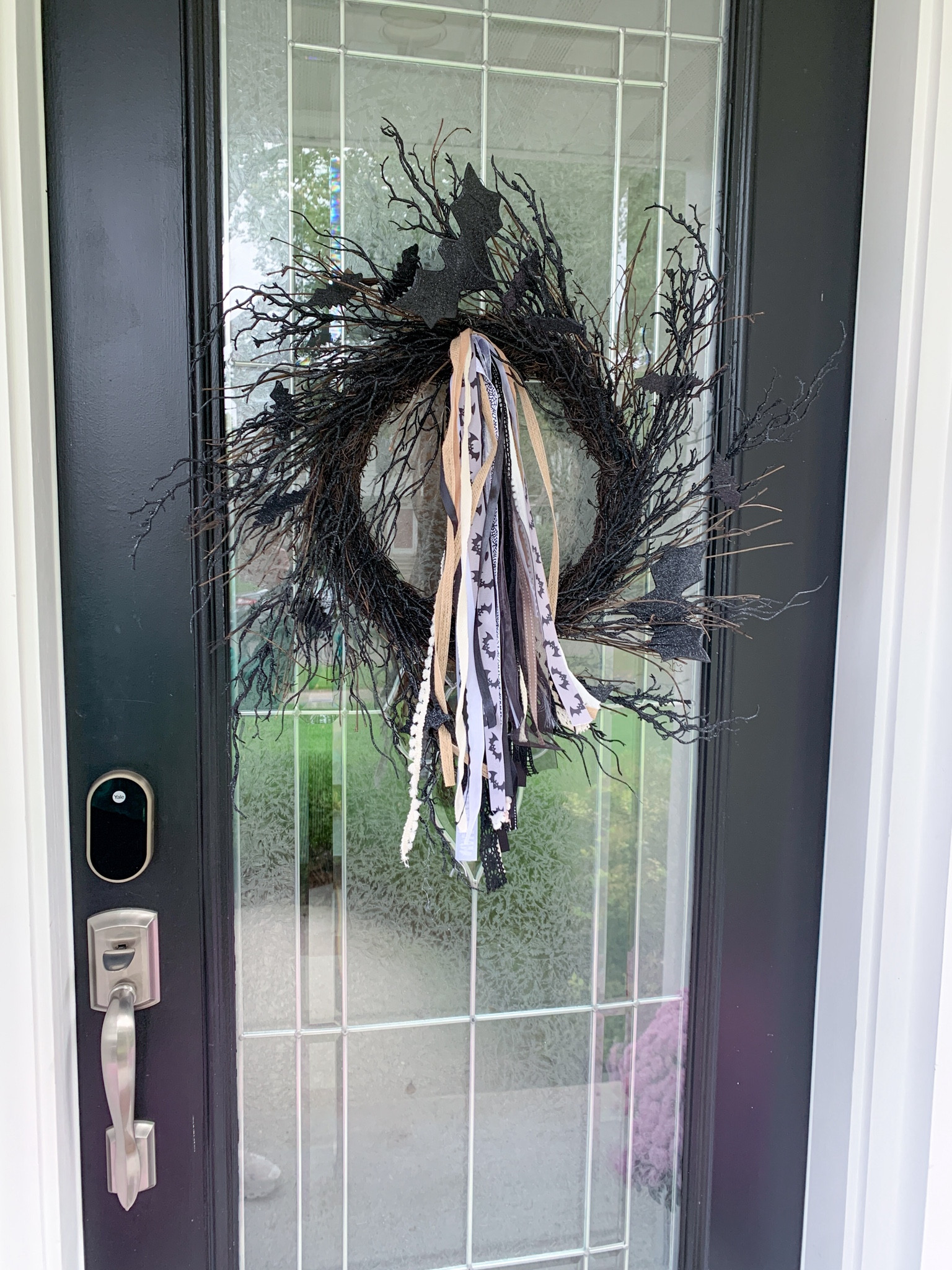 A close up of my wreath. I attached these pretty Halloween ribbons to my wreath with wire and loved how it turned out 

#LTKFindsUnder50 #LTKHome #LTKHalloween