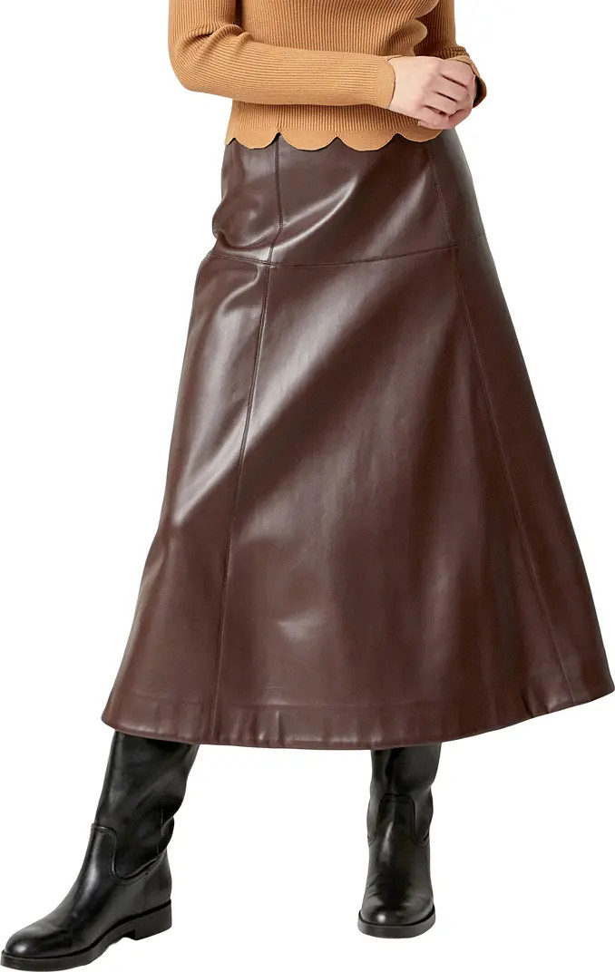 English Factory High Waist Faux Leather Midi Skirt | Nordstrom | Nordstrom