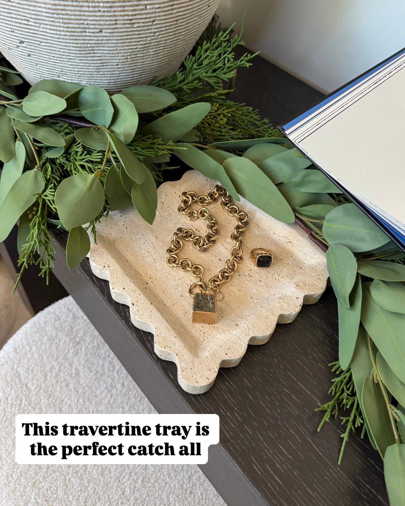 Travertine tray, necklace and ring are part of the Black Friday sale 

#LTKSaleAlert #LTKCyberWeek #LTKGiftGuide