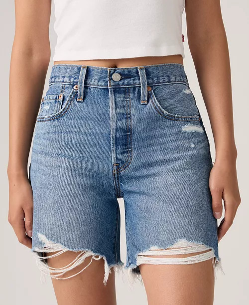 Levi's Women's 501\u00ae Mid-Thigh High-Rise Straight-Fit Denim Shorts - Macy's | Macy's