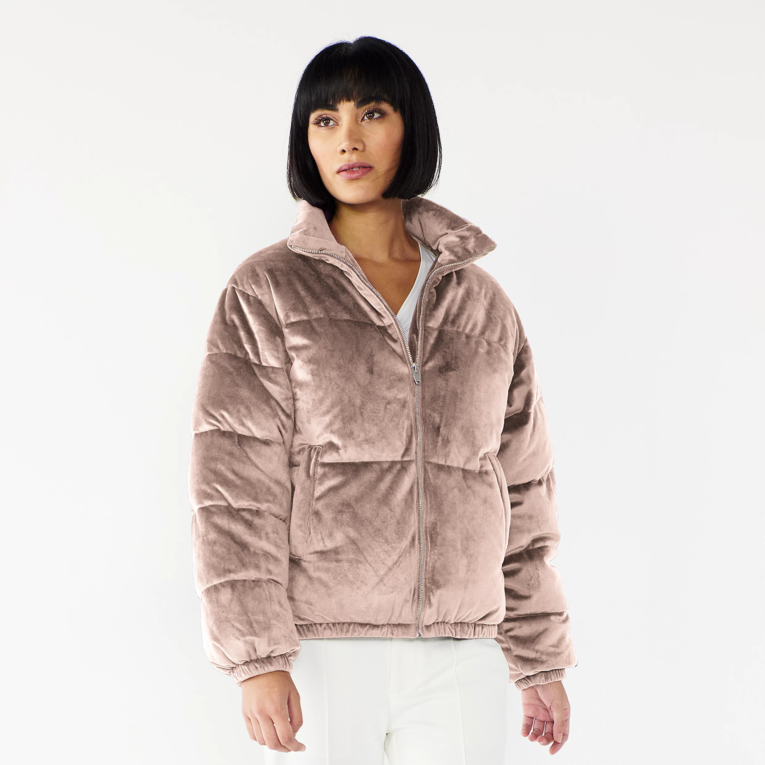 Women's Nine West Velvet Puffer Jacket | Kohl's