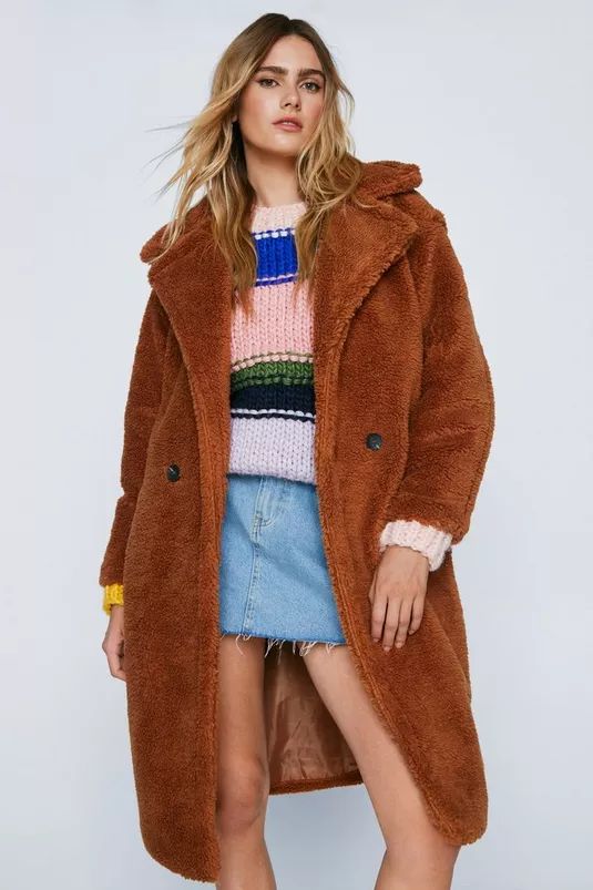Oversized Longline Faux Fur Teddy Coat | Nasty Gal (US)